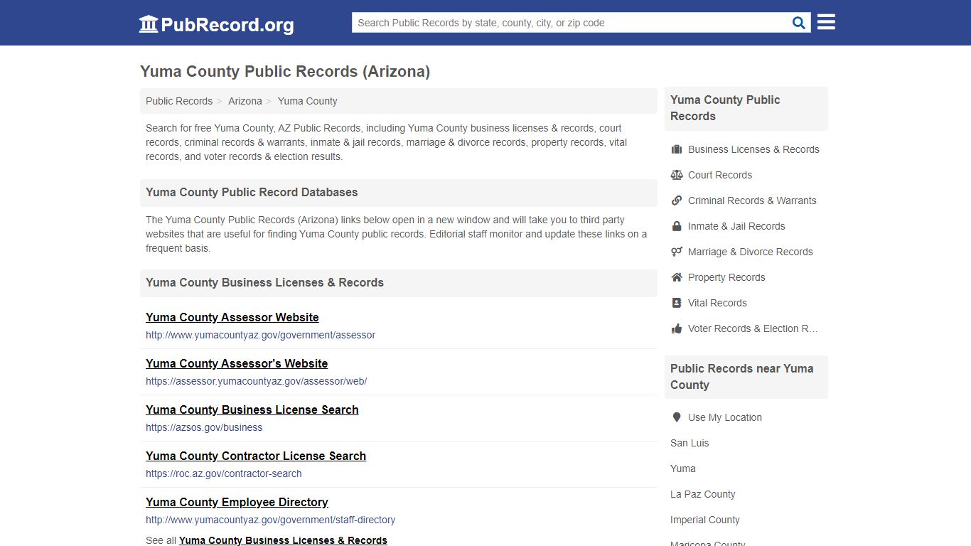 Free Yuma County Public Records (Arizona Public Records) - PubRecord.org